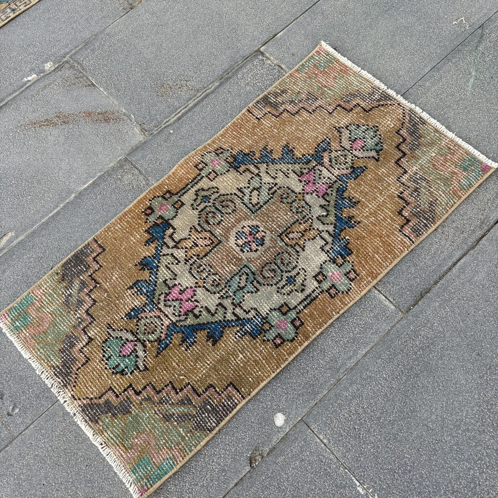 Vintage Turkish Mini Rug 1.3 x 2.7 ft