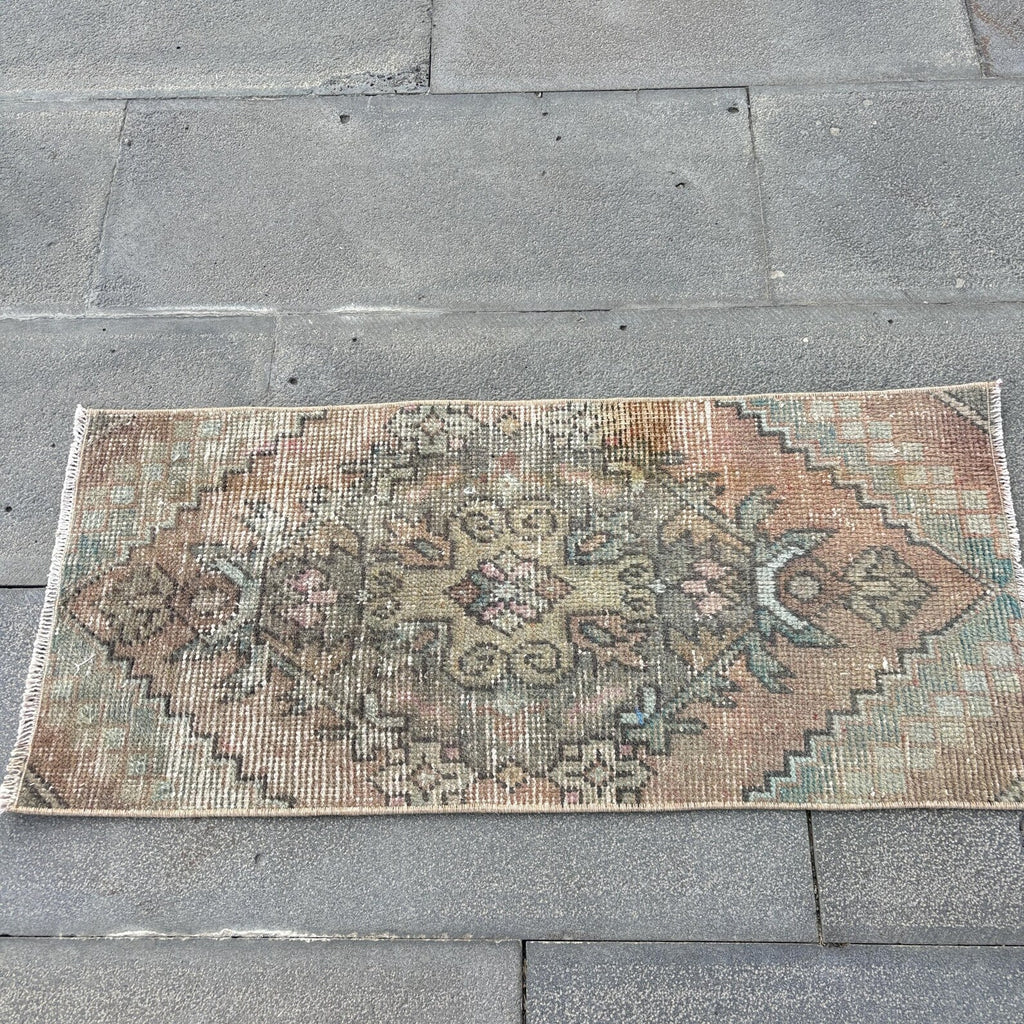 Vintage Turkish Mini Rug 1.3 x 2.9 ft