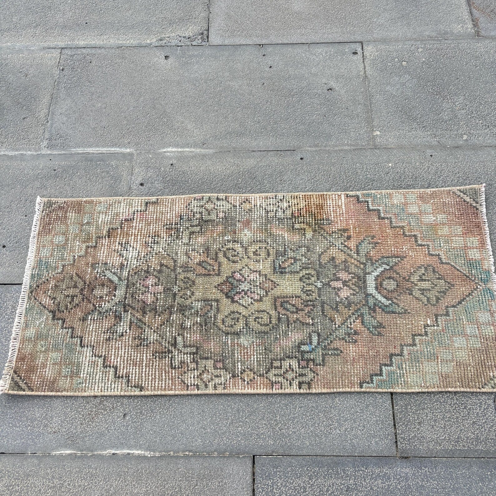 Vintage Turkish Mini Rug 1.3 x 2.9 ft