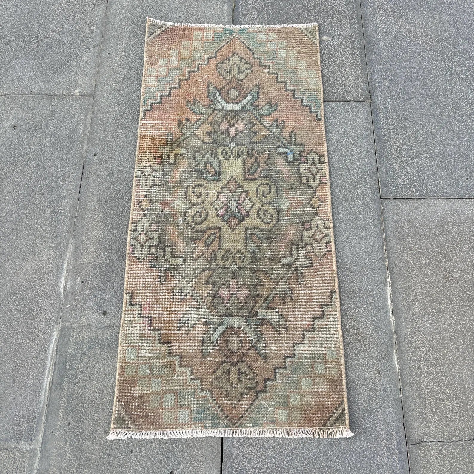 Vintage Turkish Mini Rug 1.3 x 2.9 ft