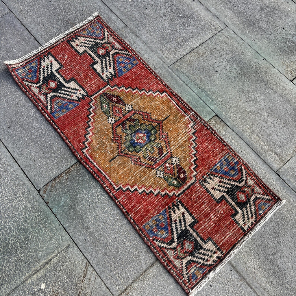 Vintage Turkish Mini Rug 1.3 x 3 ft