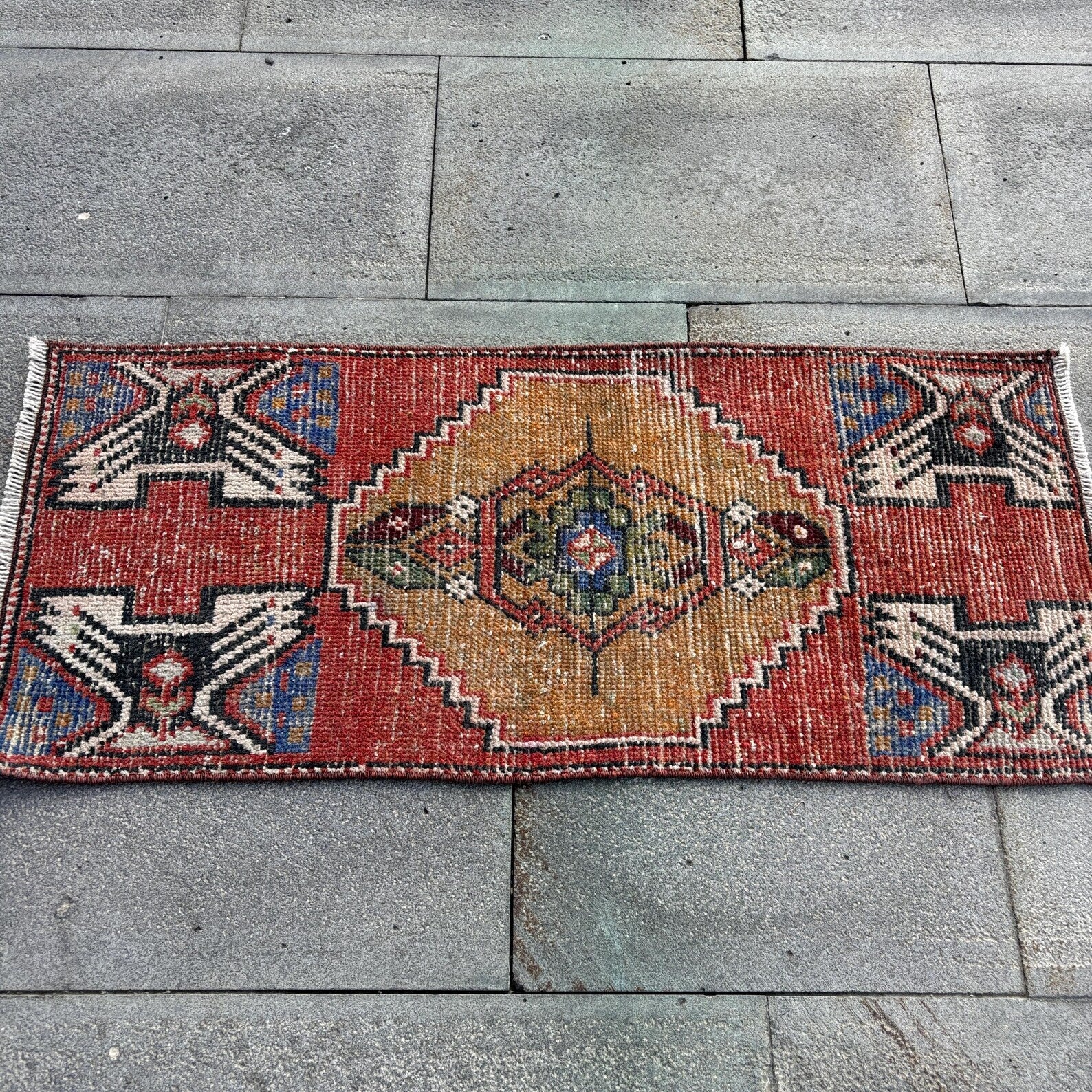 Vintage Turkish Mini Rug 1.3 x 3 ft