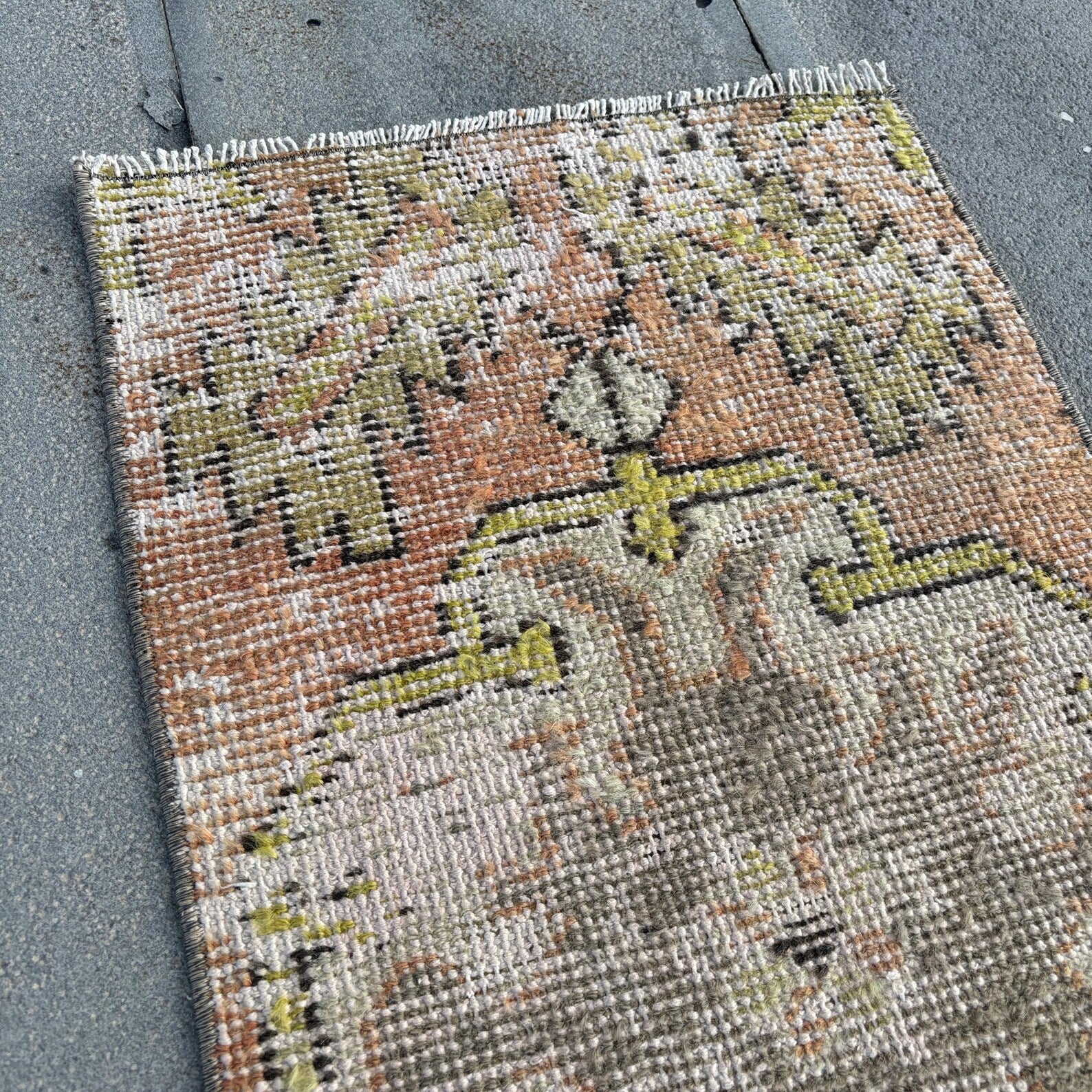 Vintage Turkish Mini Rug 1.3 x 2.7 ft