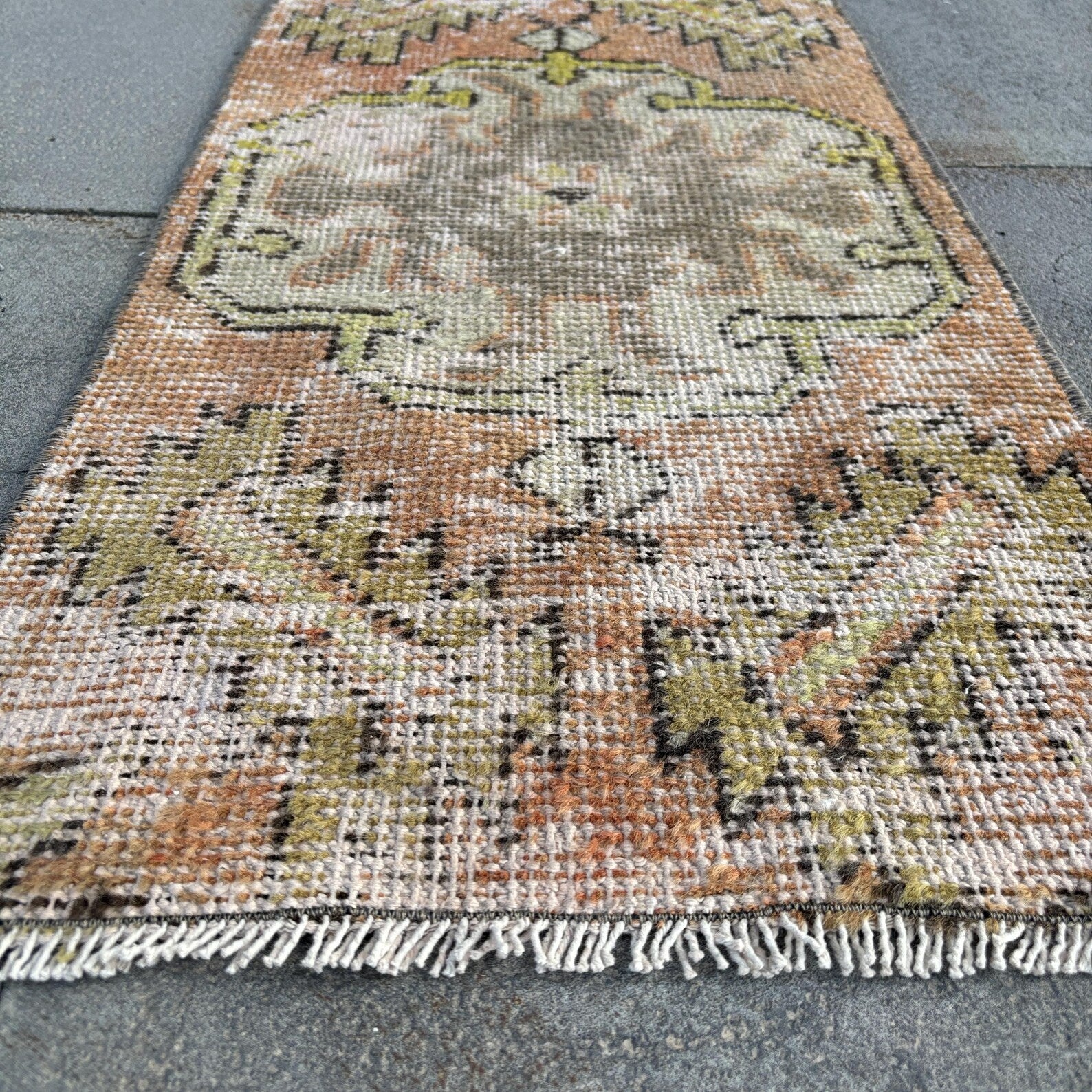Vintage Turkish Mini Rug 1.3 x 2.7 ft