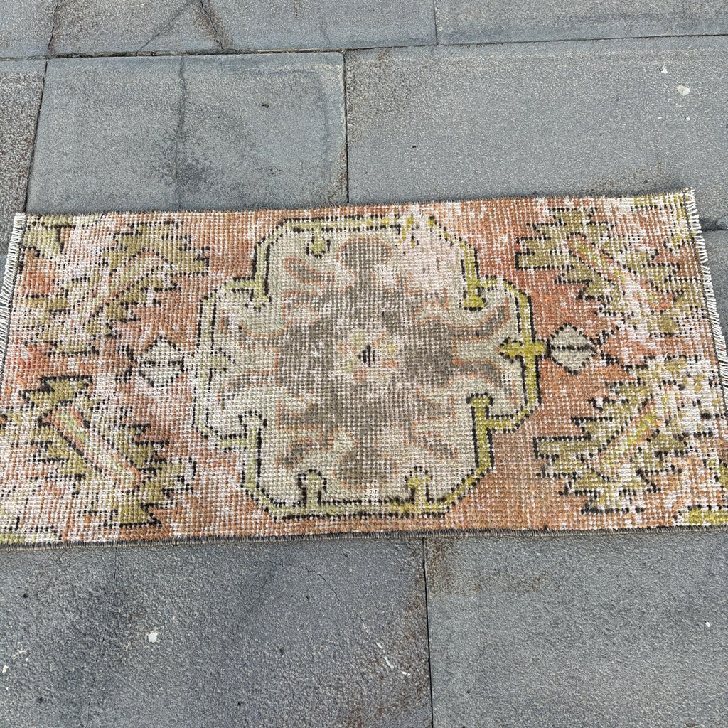Vintage Turkish Mini Rug 1.3 x 2.7 ft