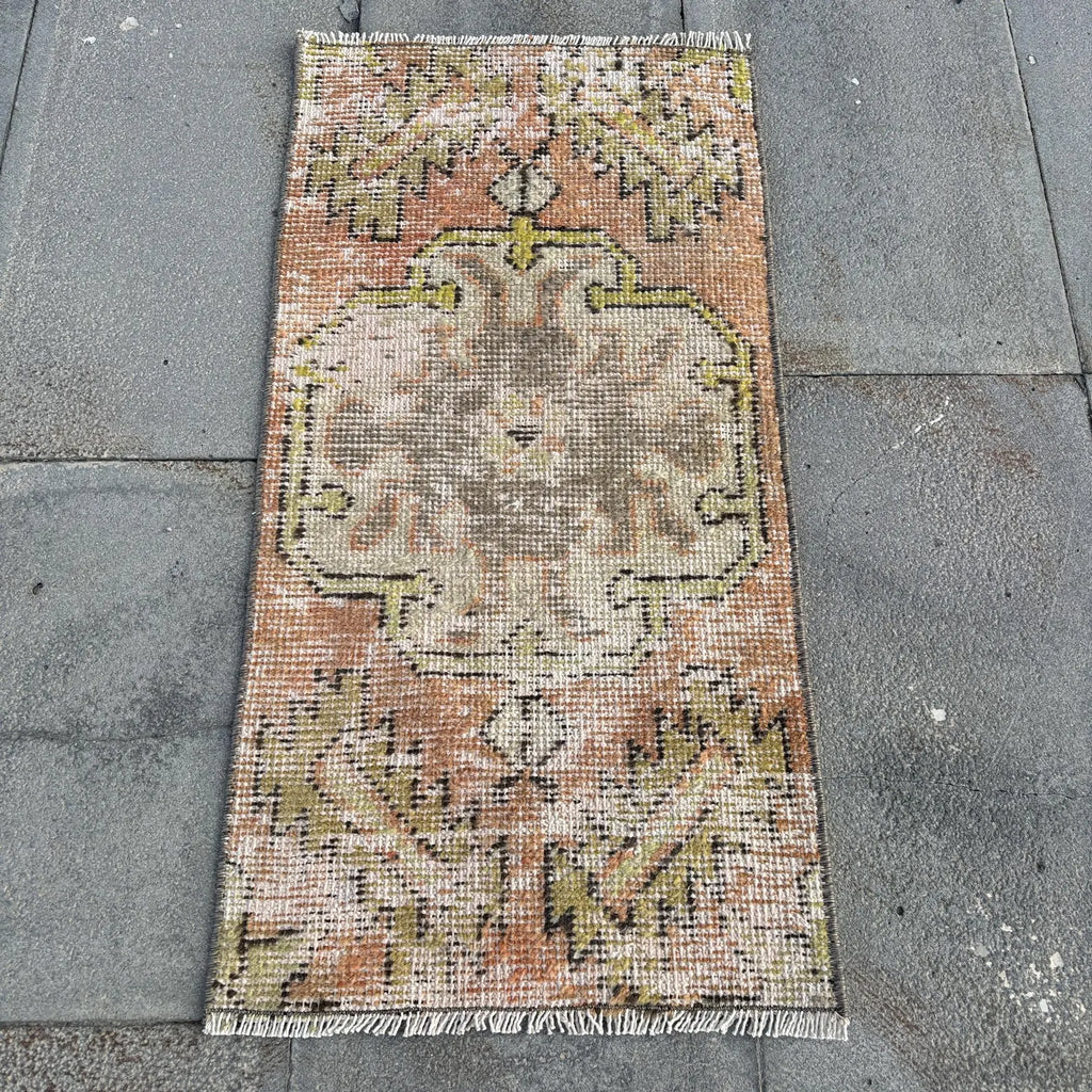 Vintage Turkish Mini Rug 1.3 x 2.7 ft