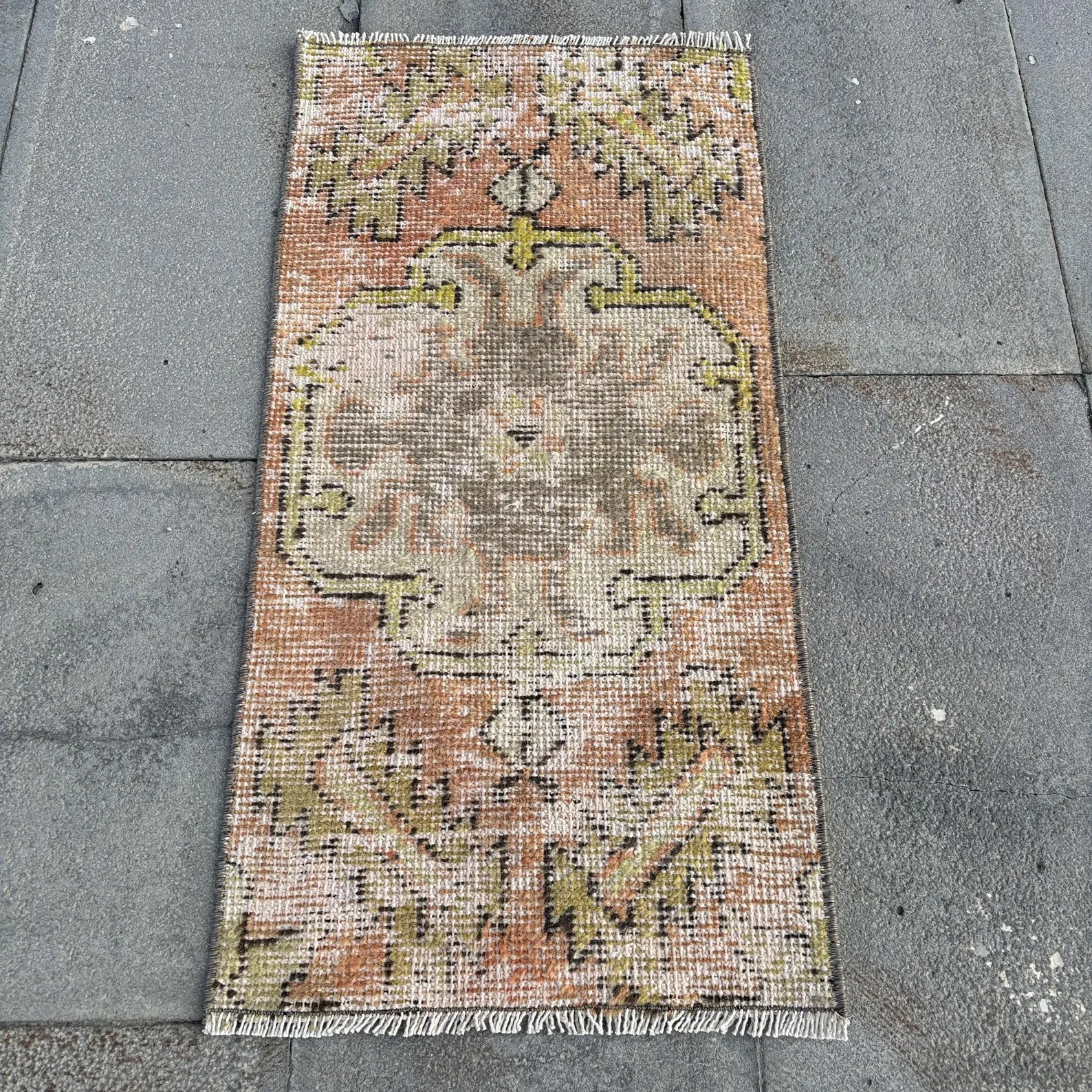 Vintage Turkish Mini Rug 1.3 x 2.7 ft