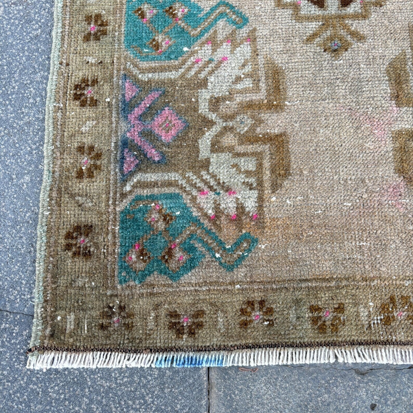 Vintage Turkish Mini Rug 1.5 x 2.6 ft