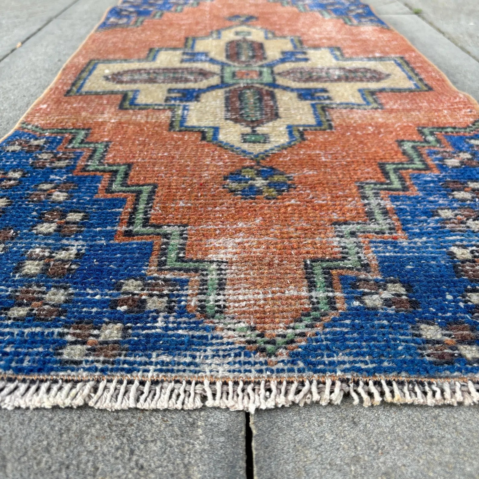 Vintage Turkish Mini Rug 1.4 x 3.2 ft