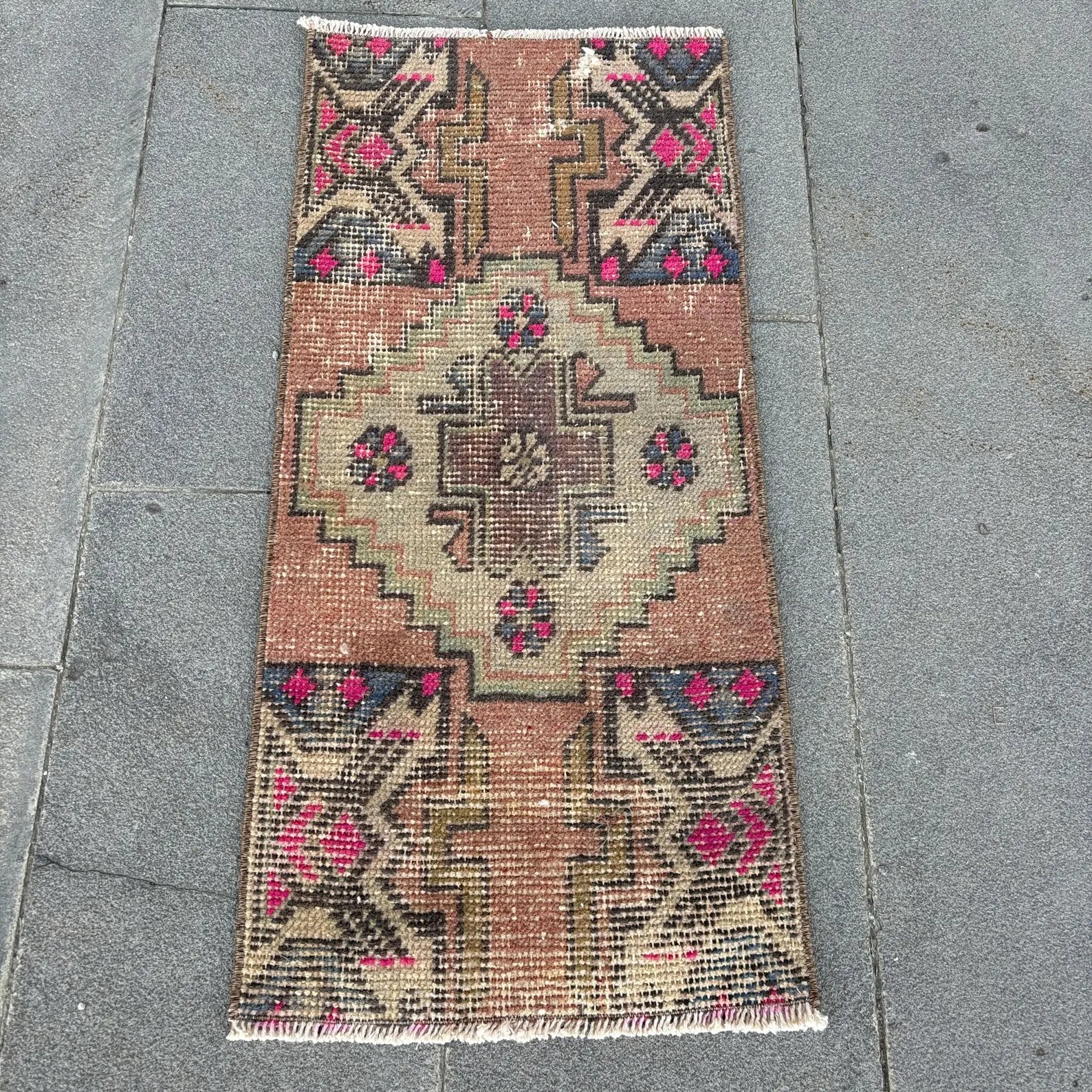 Vintage Turkish Mini Rug 1.3 x 2.9 ft