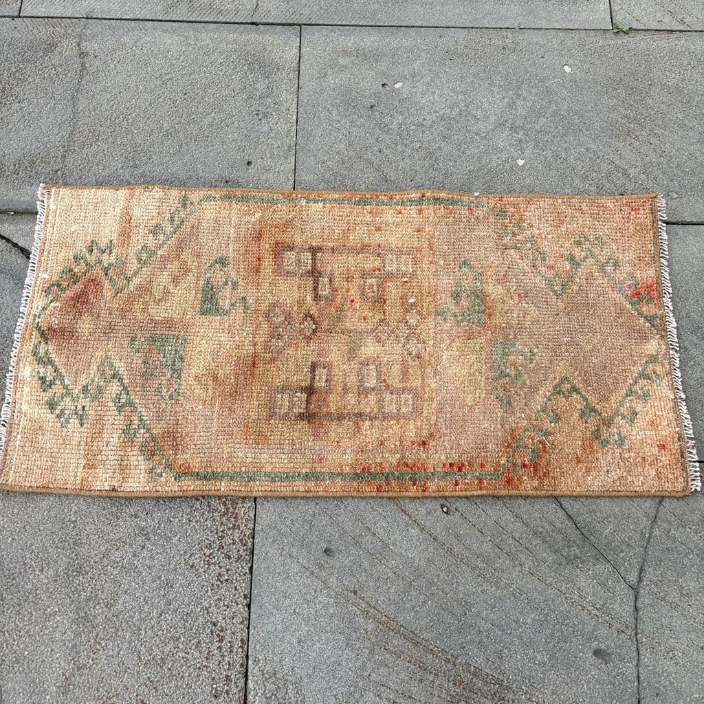 Vintage Turkish Mini Rug 1.2 x 2.5 ft