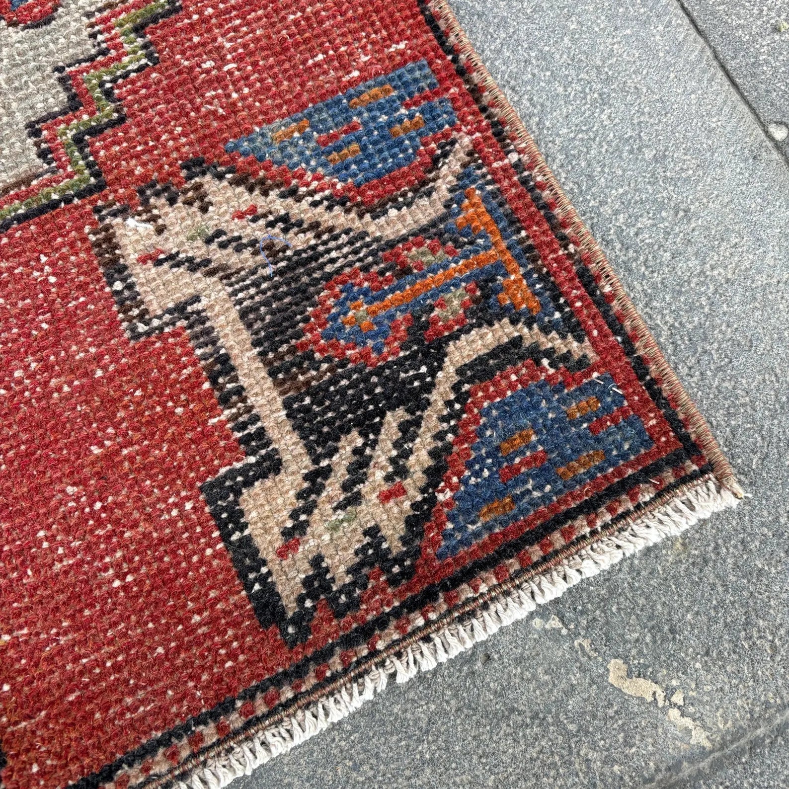 Vintage Turkish Mini Rug 1.4 x 2.7 ft