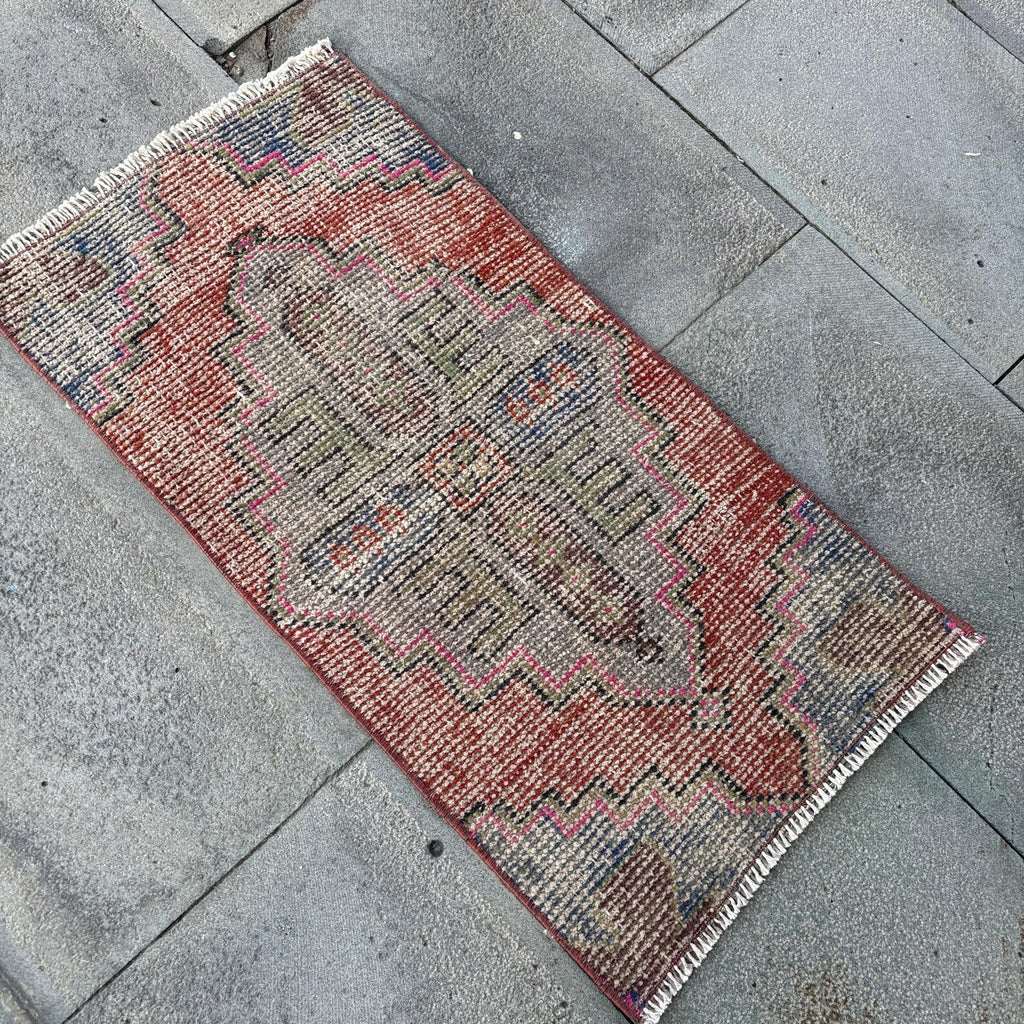 Vintage Turkish Mini Rug 1.3 x 2.5 ft