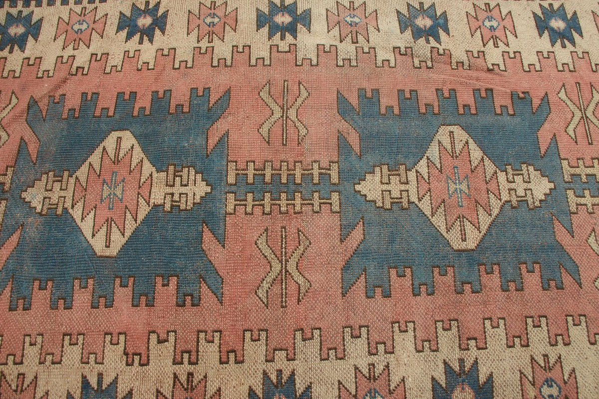 Vintage Turkish Accent Area rug 4 x 6.7 ft
