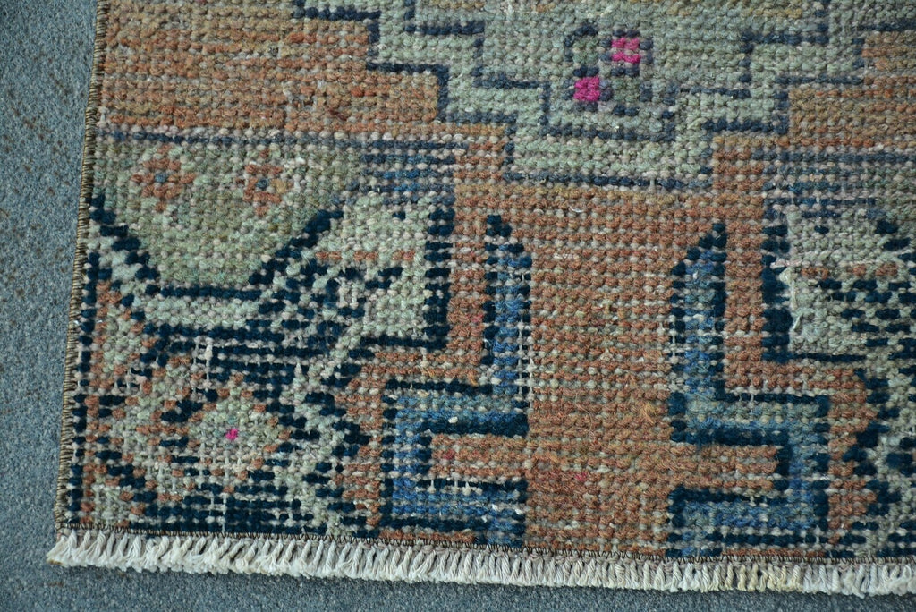 Vintage Turkish Mini Rug 1.4 x 2.6 ft