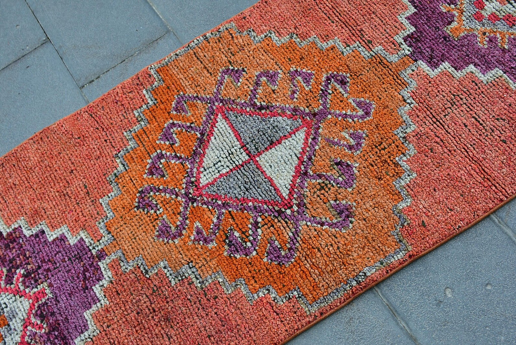Vintage Turkish Runner Rug 2.7 x 9.9 ft