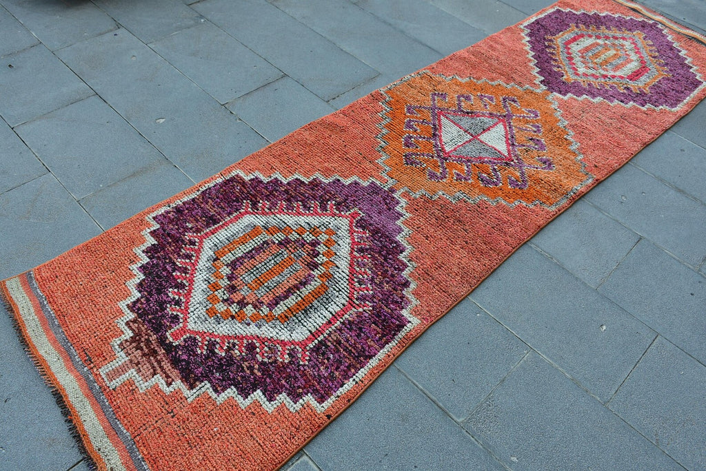 Vintage Turkish Runner Rug 2.7 x 9.9 ft