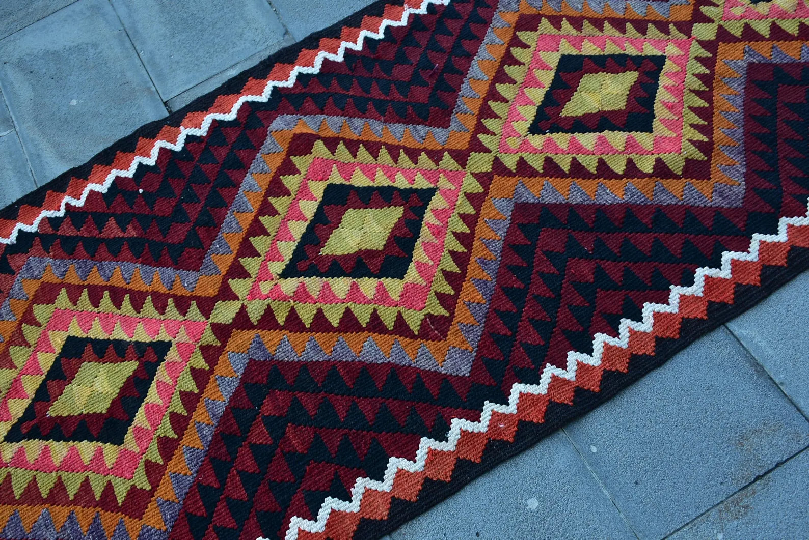 Vintage Turkish Runner Rug 3 x 10.7 ft