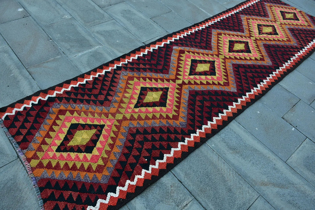 Vintage Turkish Runner Rug 3 x 10.7 ft