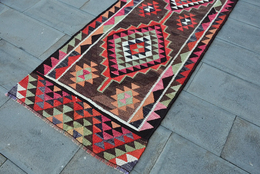 Vintage Turkish Runner Rug 3 x 10.3 ft