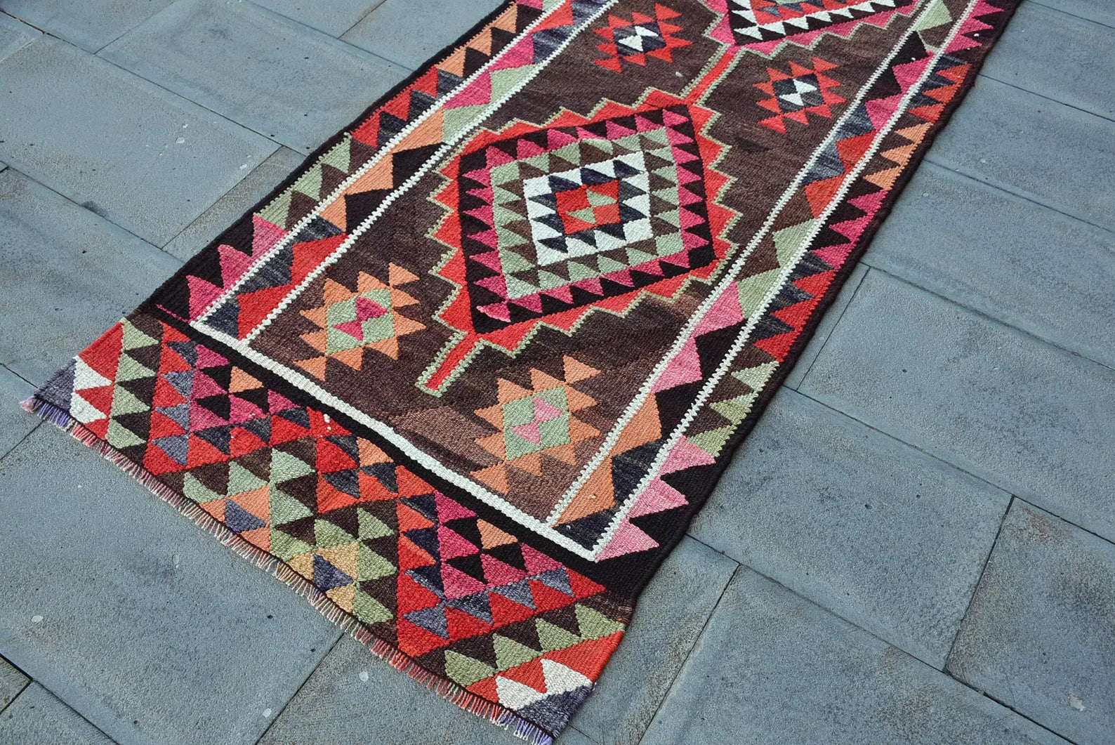 Vintage Turkish Runner Rug 3 x 10.3 ft
