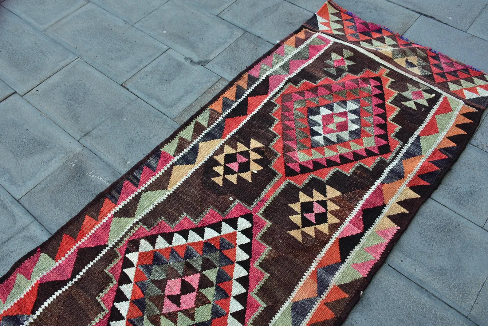 Vintage Turkish Runner Rug 3 x 10.3 ft