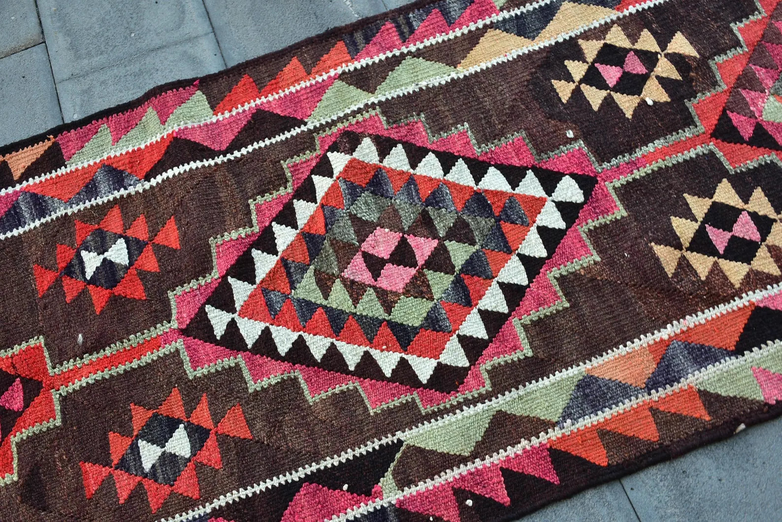 Vintage Turkish Runner Rug 3 x 10.3 ft