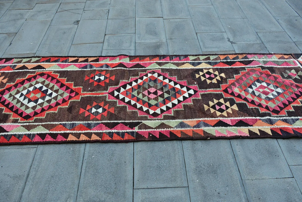 Vintage Turkish Runner Rug 3 x 10.3 ft