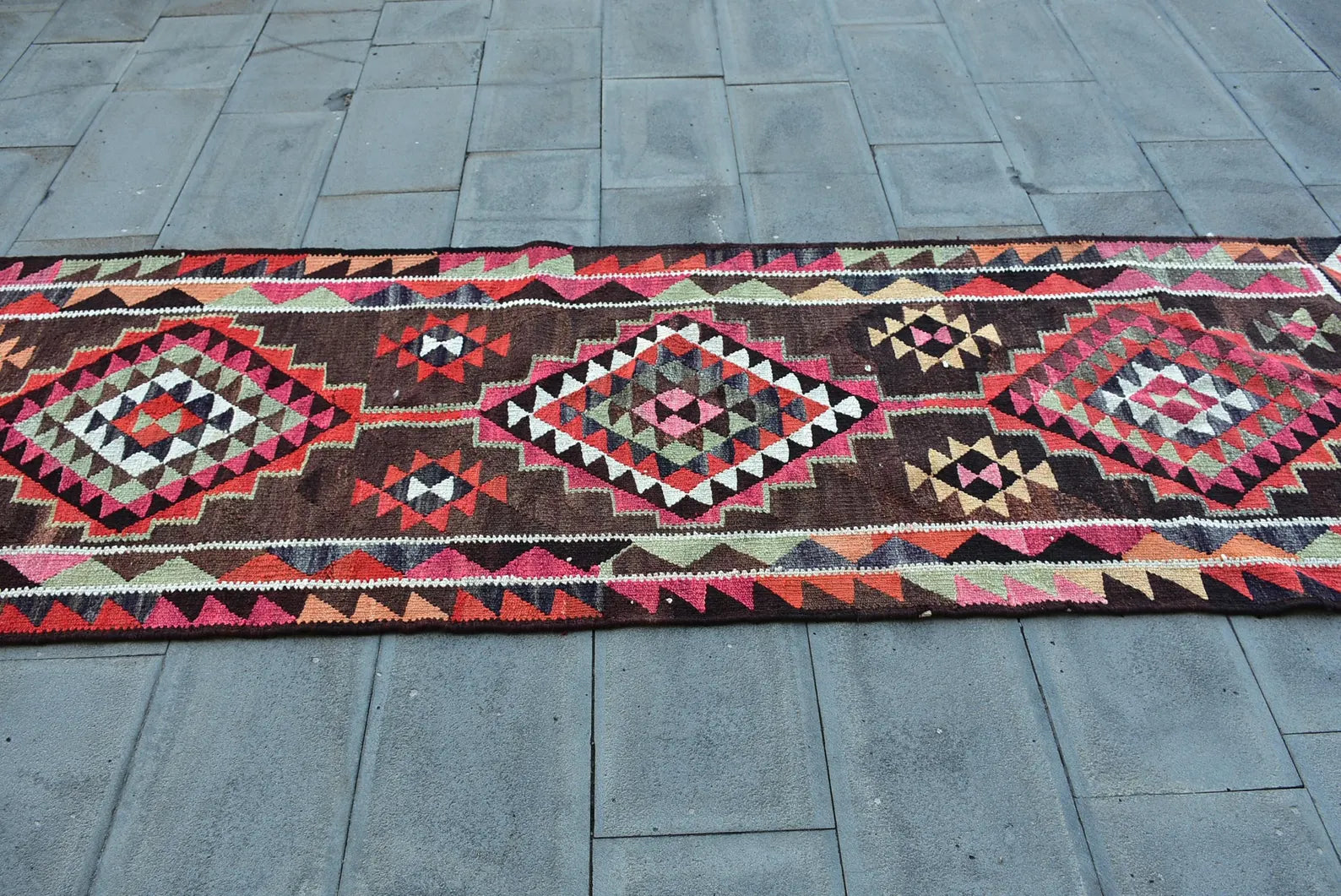 Vintage Turkish Runner Rug 3 x 10.3 ft
