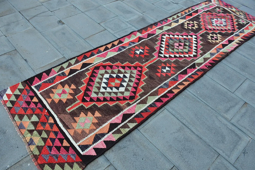 Vintage Turkish Runner Rug 3 x 10.3 ft