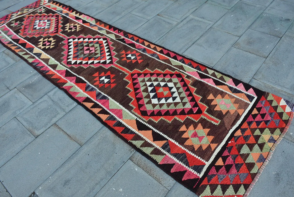 Vintage Turkish Runner Rug 3 x 10.3 ft