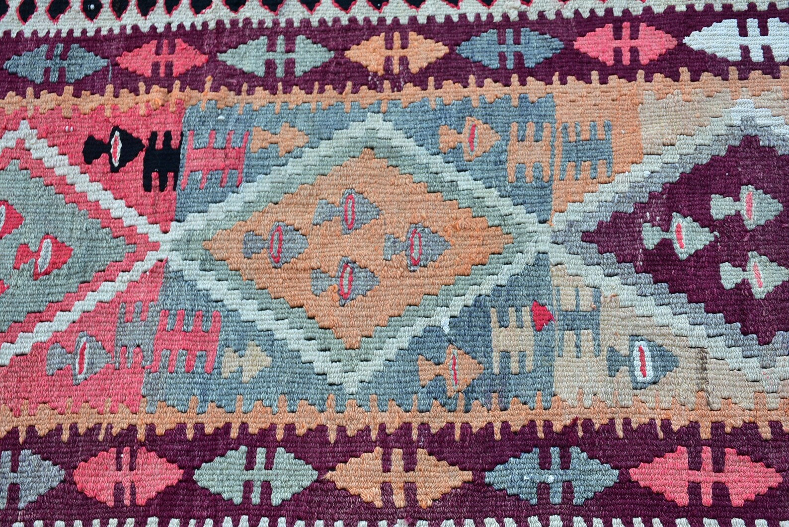 Vintage Turkish Runner Rug 3 x 9.8 ft