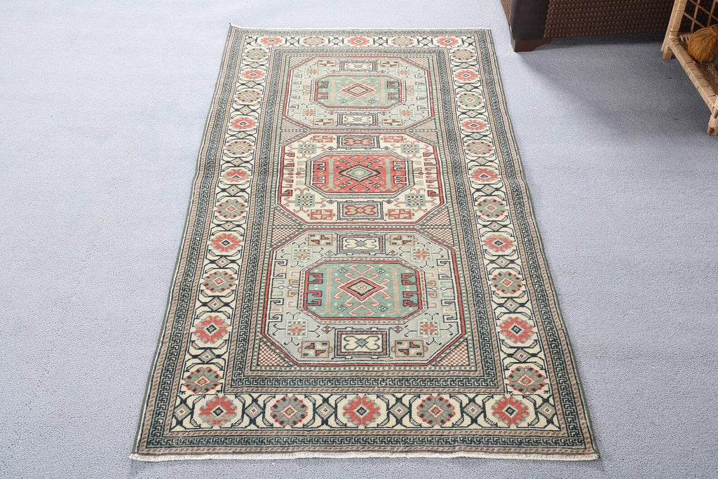 Vintage Turkish Accent Area rug 3.1 x 6.1 ft