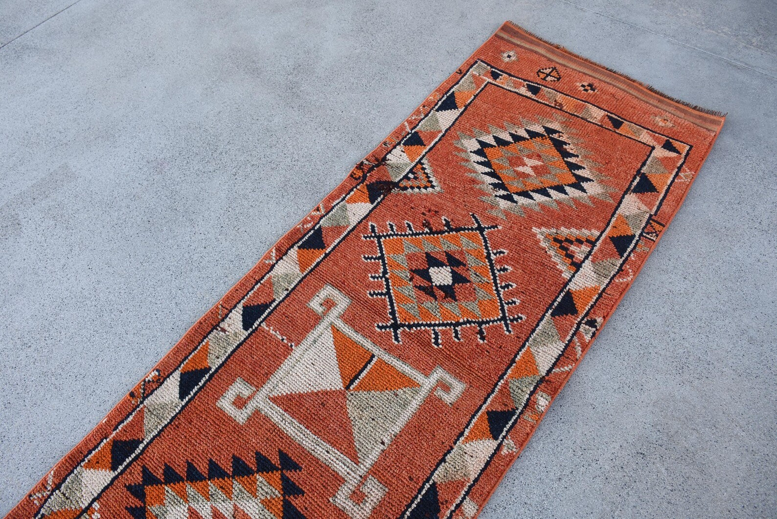 Vintage Turkish Runner Rug 2.3 x 10.6 ft