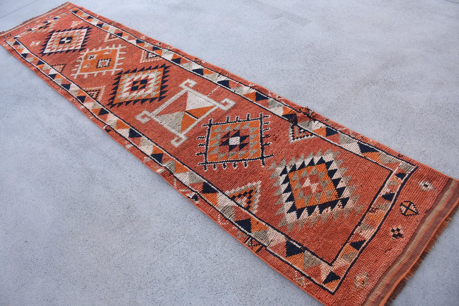 Vintage Turkish Runner Rug 2.3 x 10.6 ft
