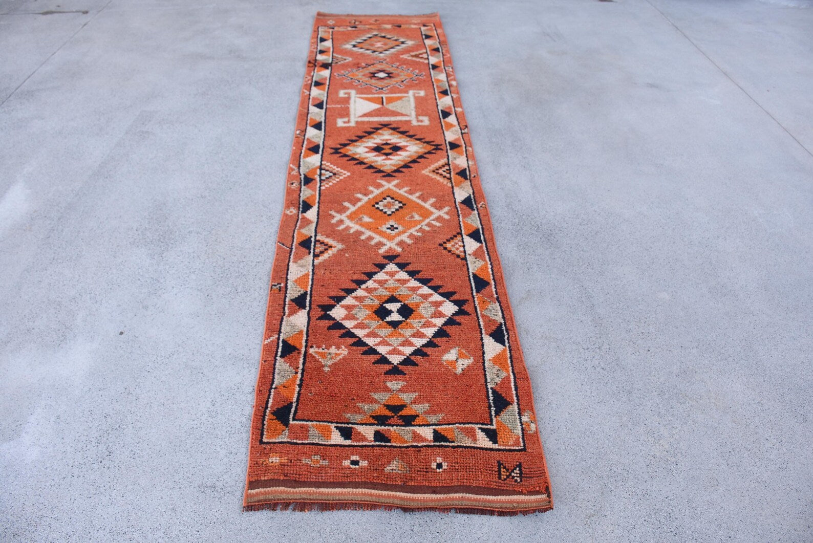 Vintage Turkish Runner Rug 2.3 x 10.6 ft