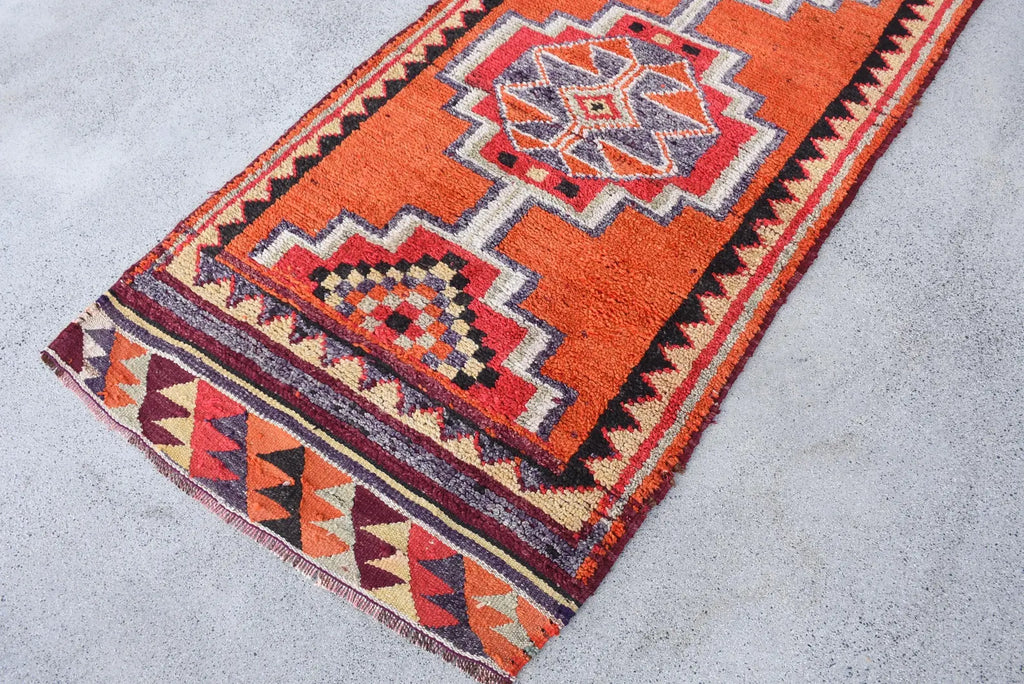 Vintage Turkish Runner Rug 2.9 x 9.1 ft