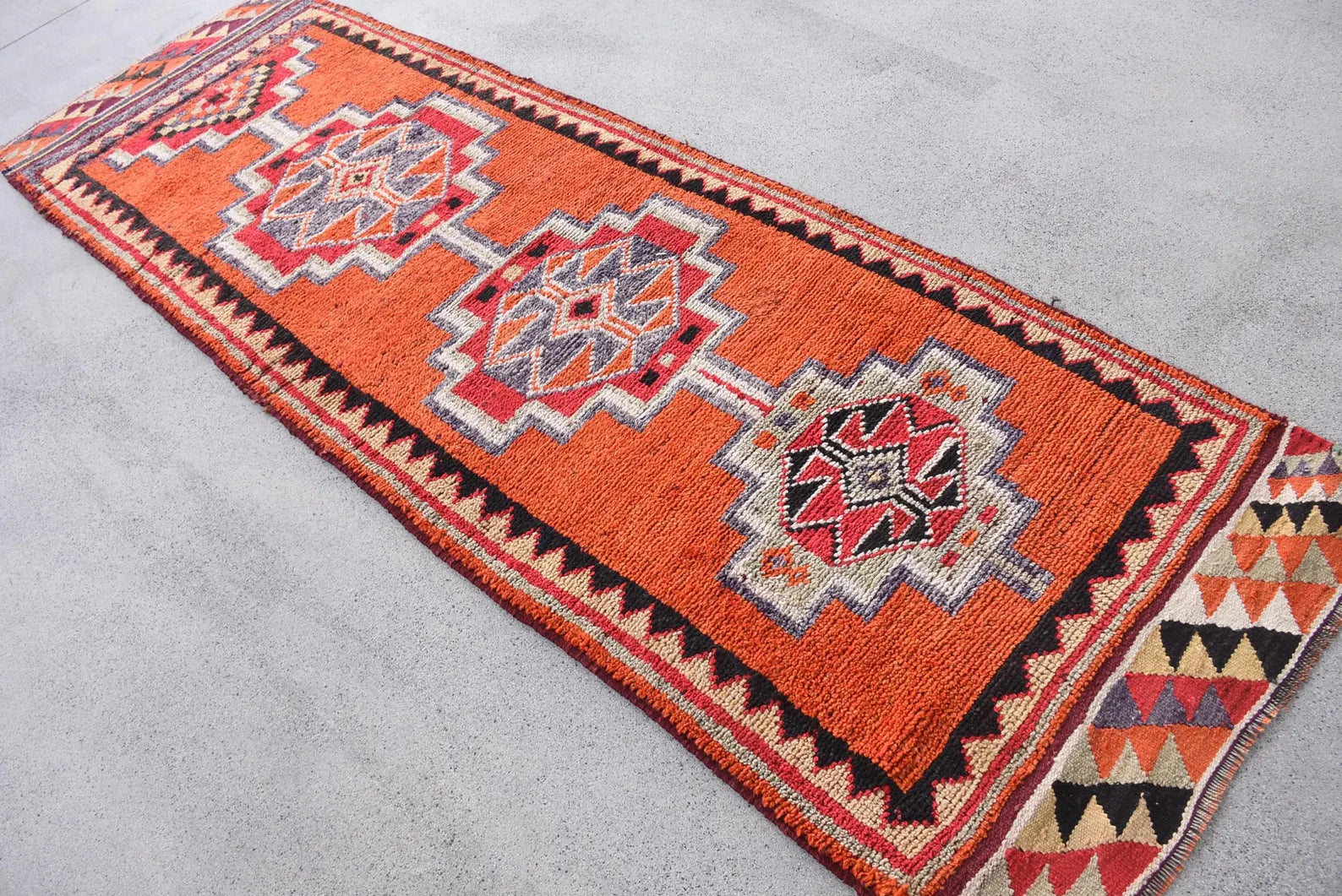 Vintage Turkish Runner Rug 2.9 x 9.1 ft