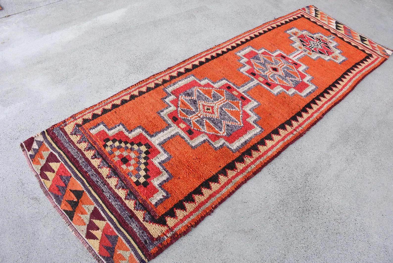 Vintage Turkish Runner Rug 2.9 x 9.1 ft