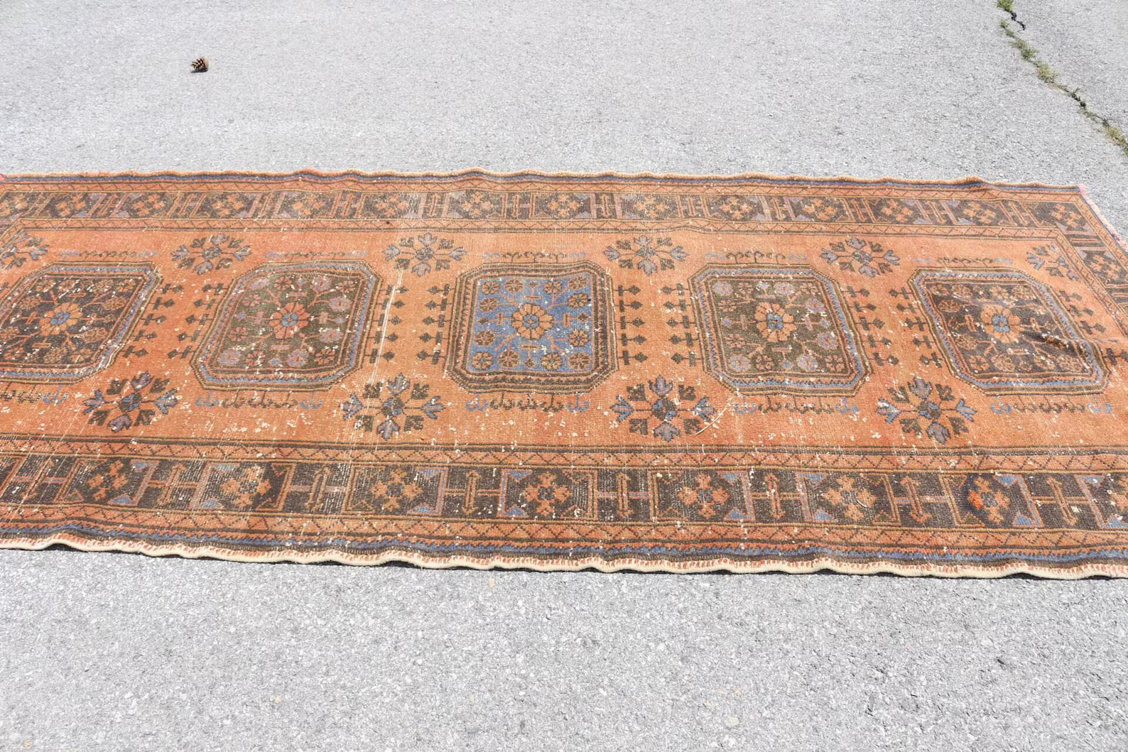 Vintage Turkish Accent Area rug 4.7 x 10.7 ft