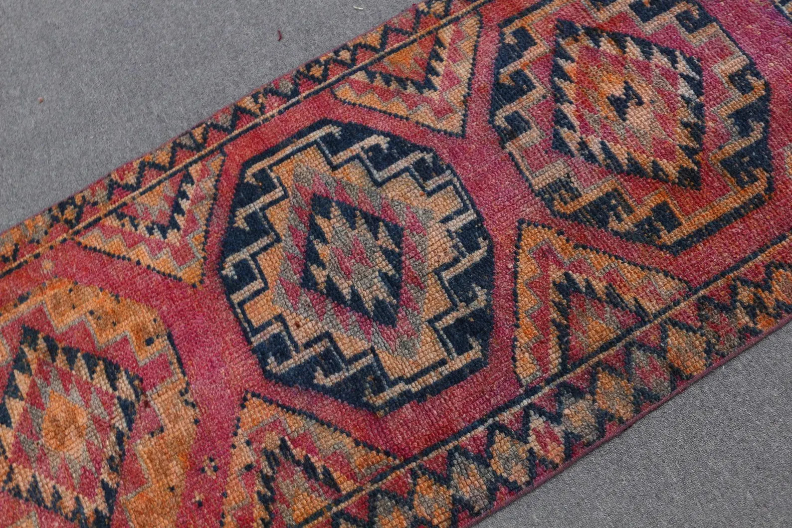 Vintage Turkish Runner Rug 2.6 x 10.6 ft
