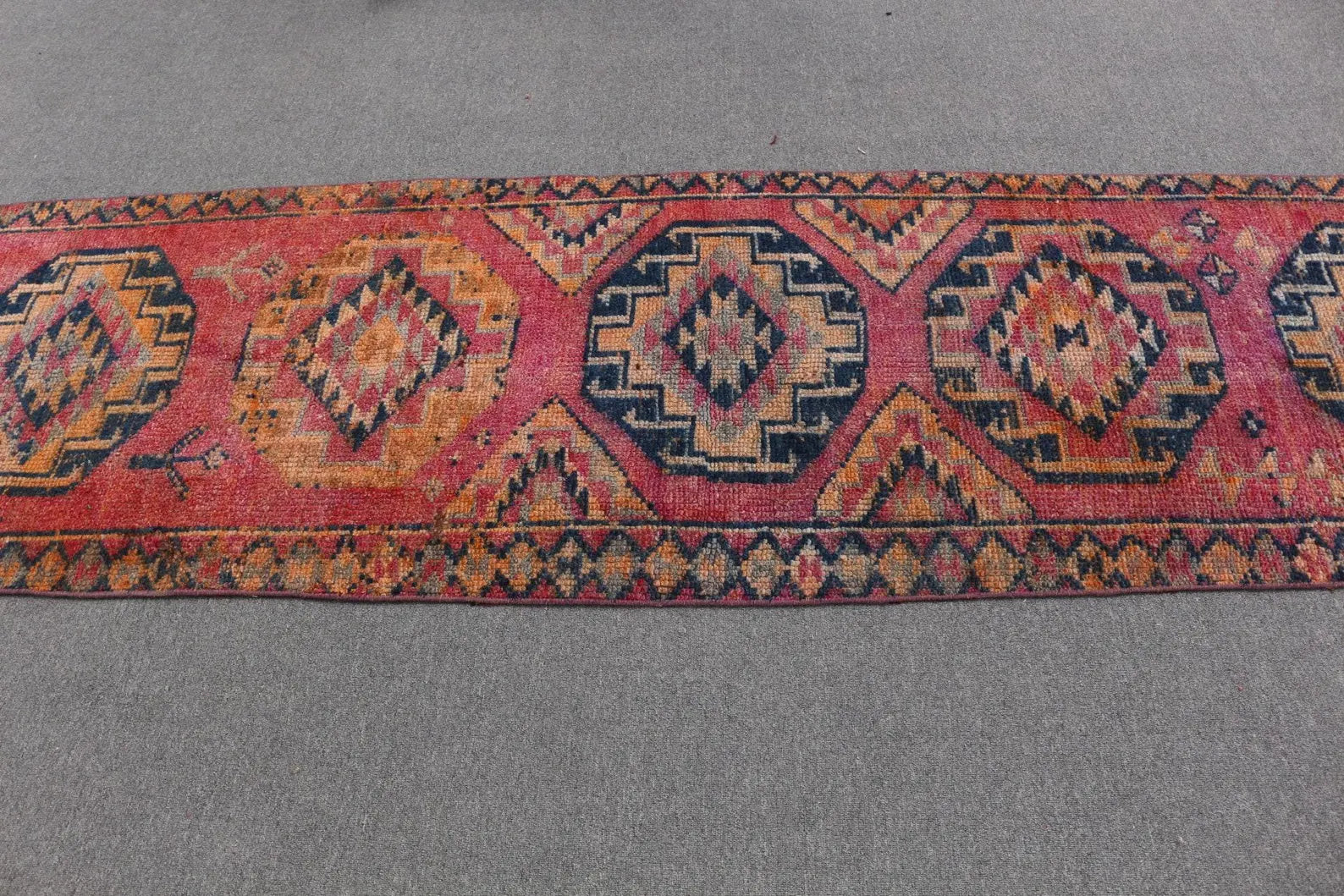 Vintage Turkish Runner Rug 2.6 x 10.6 ft