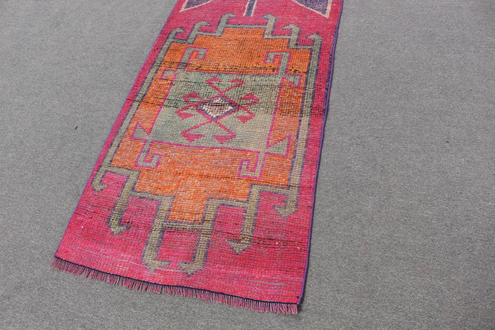 Vintage Turkish Runner Rug 2.8 x 11.6 ft