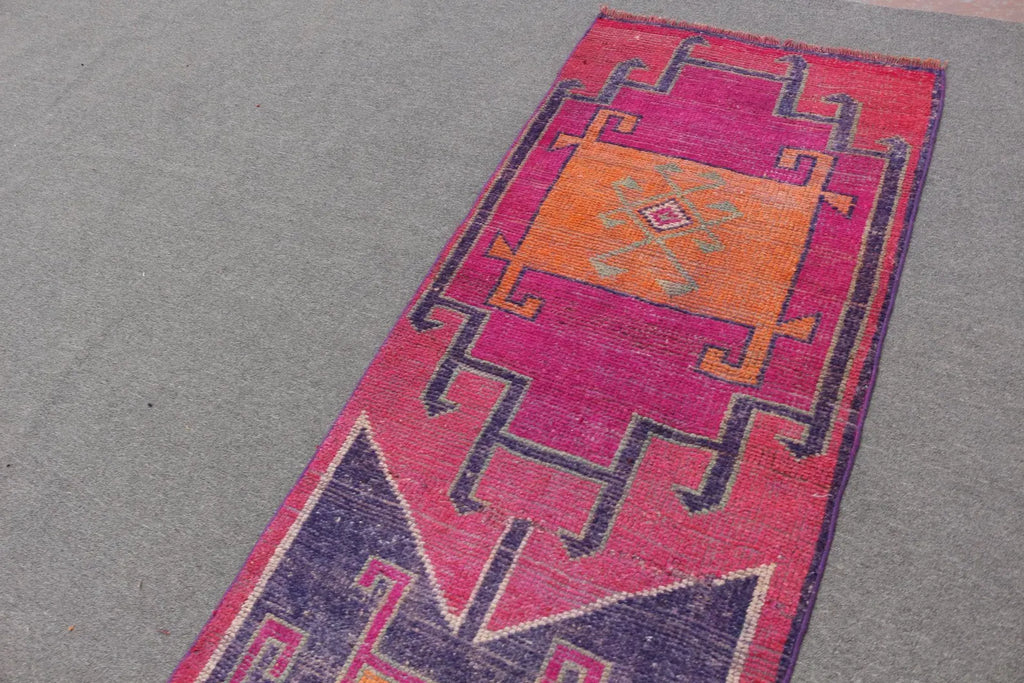 Vintage Turkish Runner Rug 2.8 x 11.6 ft