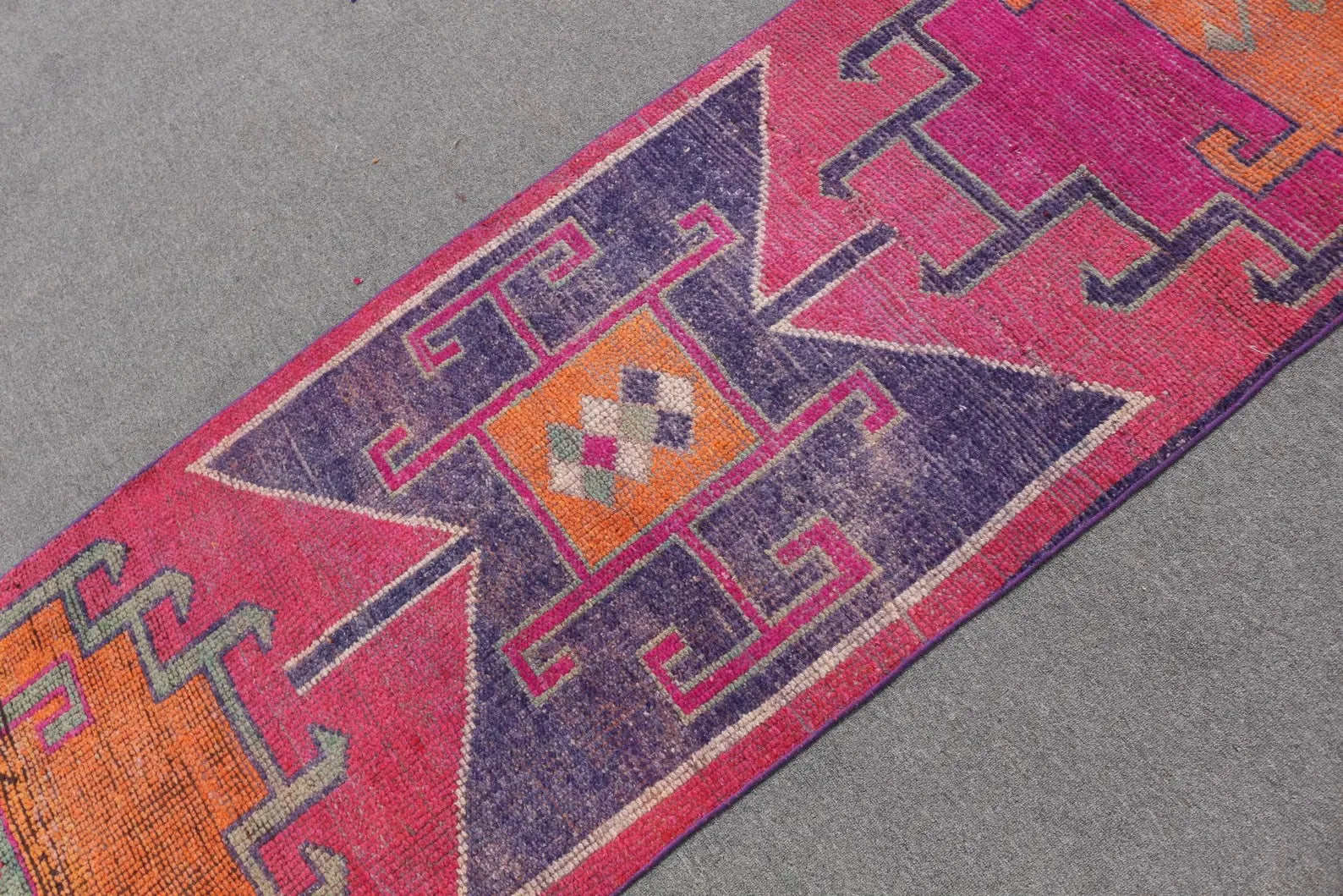 Vintage Turkish Runner Rug 2.8 x 11.6 ft