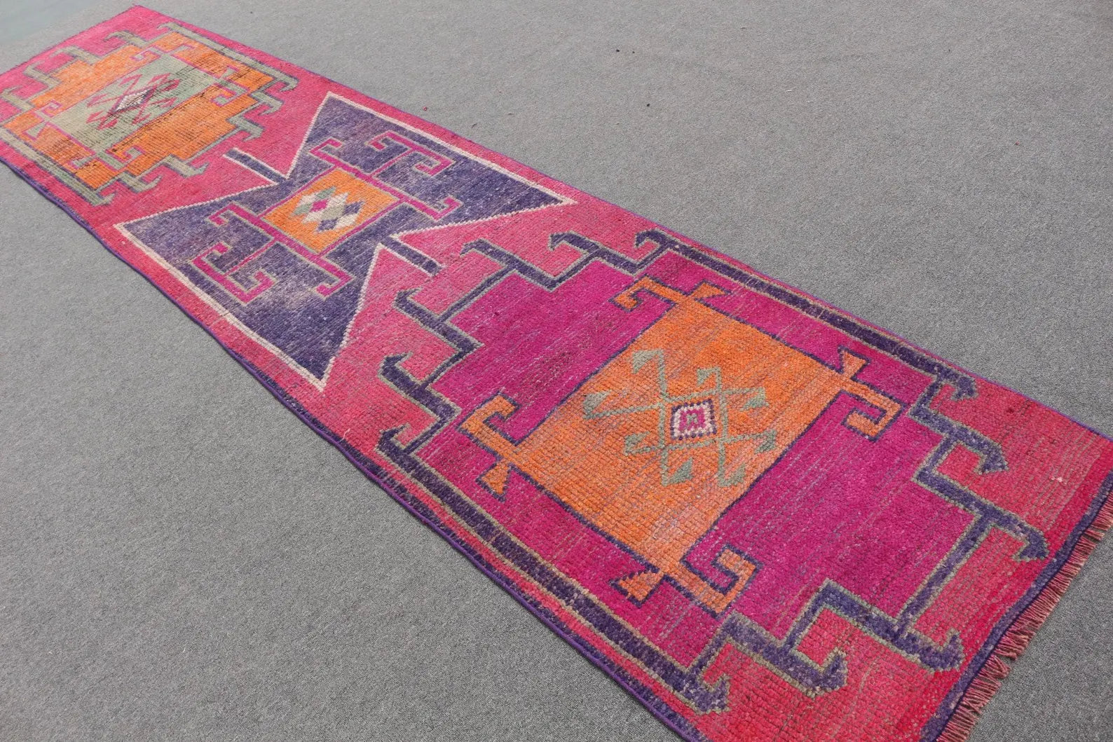 Vintage Turkish Runner Rug 2.8 x 11.6 ft