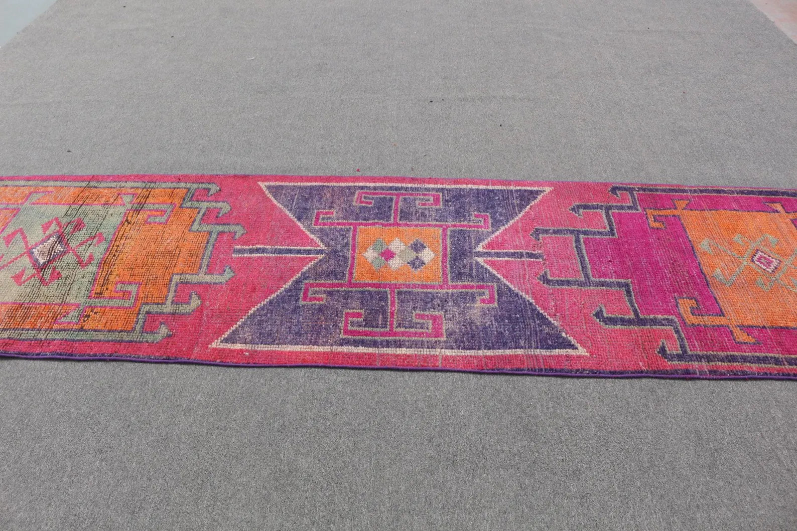 Vintage Turkish Runner Rug 2.8 x 11.6 ft