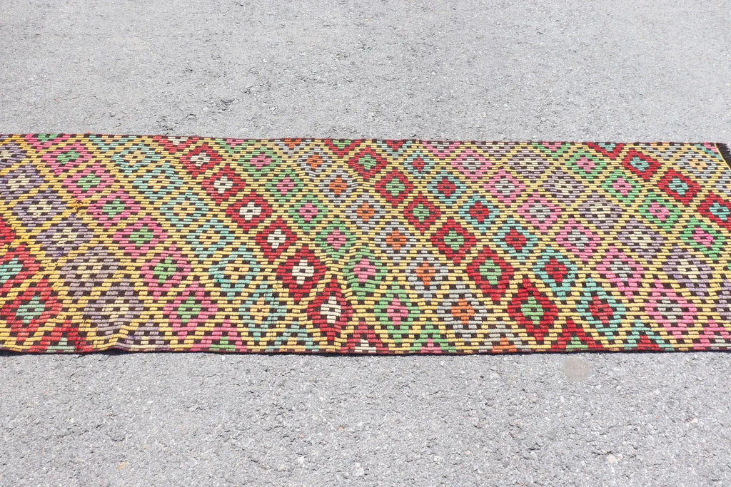 Vintage Turkish Runner Rug 2.7 x 8.2 ft