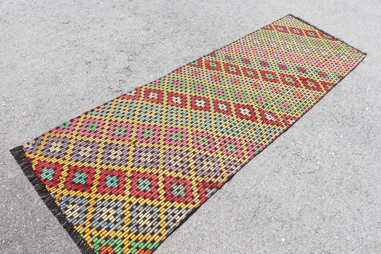 Vintage Turkish Runner Rug 2.7 x 8.2 ft