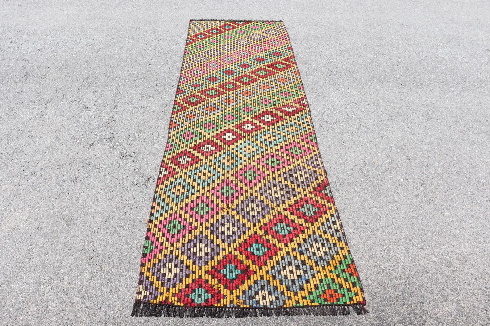 Vintage Turkish Runner Rug 2.7 x 8.2 ft
